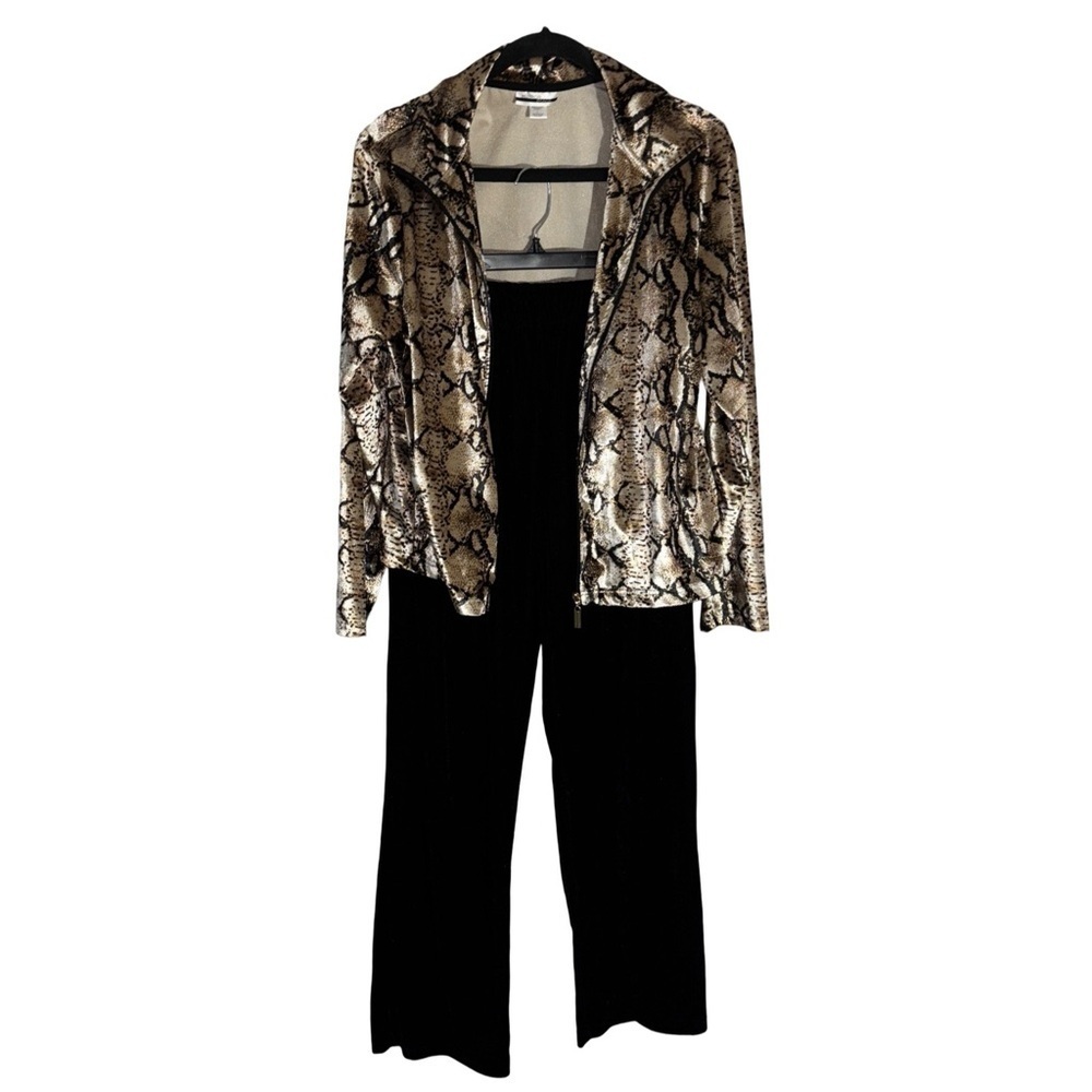 Mirror Image Velvet Snakeskin Print Jacket and Pants Set Large